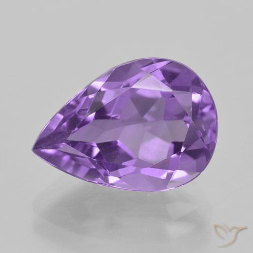 5.03ct 자연스러운 보라색 보라색 자수정, 배 모양, VVS