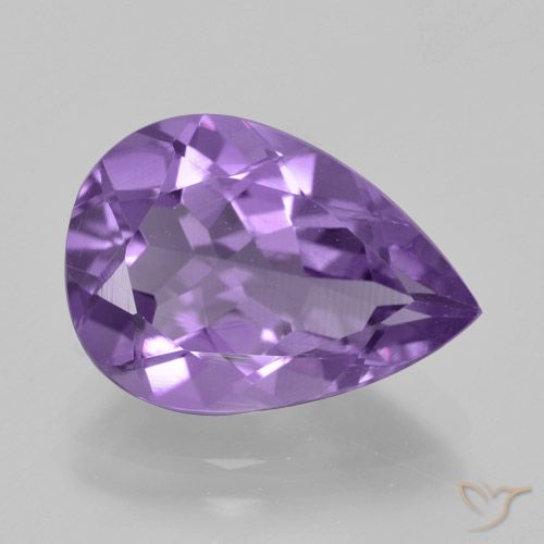 4.44ct 자연스러운 미디엄 바이올렛 자수정, 배 모양, VVS