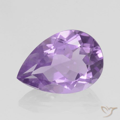 4.59ct 자연스러운 미디엄 바이올렛 자수정, 배 모양, VVS
