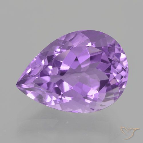 5.69ct 자연스러운 분홍빛이 도는 보라색 자수정, 배 모양, VVS