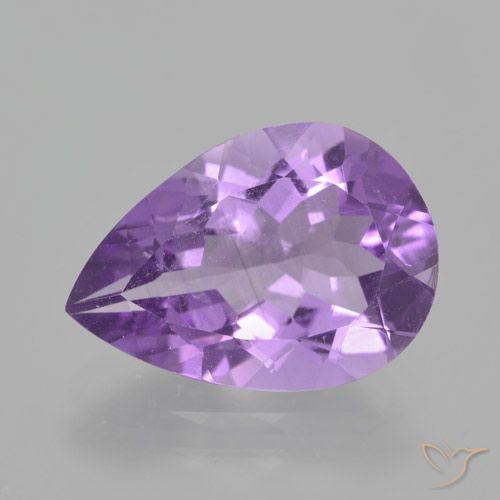 4.03ct 자연스러운 미디엄 바이올렛 자수정, 배 모양, VS