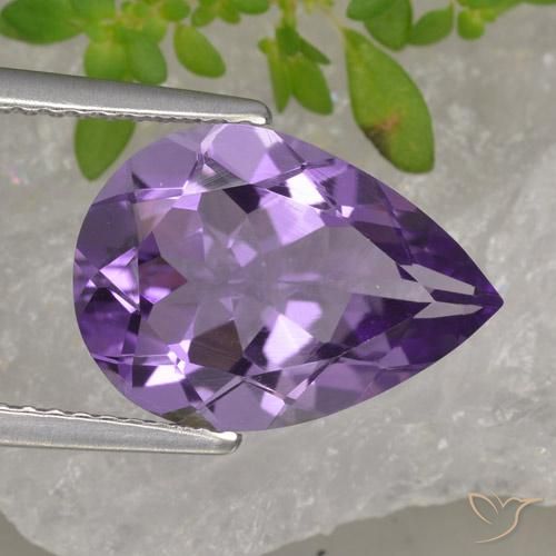 3.89ct 자연스러운 딥 바이올렛 자수정, 배 모양, VS