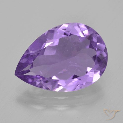 3.92ct 자연스러운 미디엄 바이올렛 자수정, 배 모양, VVS-VS
