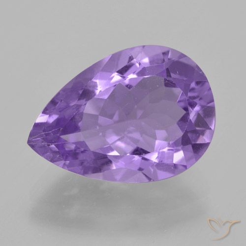 4.49ct 자연스러운 미디엄 바이올렛 자수정, 배 모양, VVS-VS
