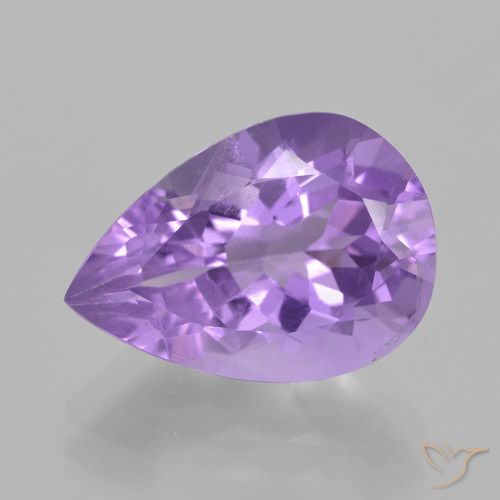 4.93ct 자연스러운 미디엄 바이올렛 자수정, 배 모양, VVS
