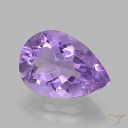4.66ct 자연스러운 미디엄 바이올렛 자수정, 배 모양, VVS