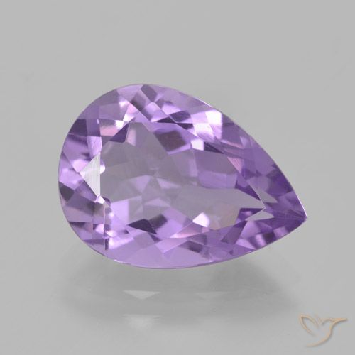4.34ct 자연스러운 미디엄 바이올렛 자수정, 배 모양, VVS