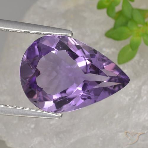 3.89ct 자연스러운 미디엄 바이올렛 자수정, 배 모양, VVS