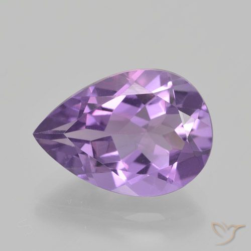 4.56ct 자연스러운 미디엄 바이올렛 자수정, 배 모양, VVS-VS