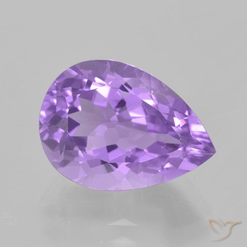 5.26ct 자연스러운 분홍빛이 도는 보라색 자수정, 배 모양, VVS