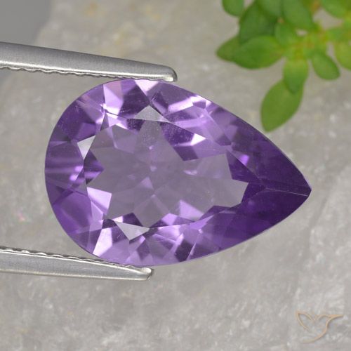 3.81ct 자연스러운 미디엄 바이올렛 자수정, 배 모양, VVS-VS