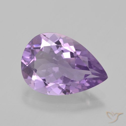 3.76ct 자연스러운 미디엄 바이올렛 핑크 자수정, 배 모양, VVS-VS