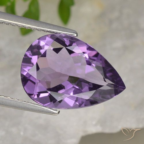 4.13ct 자연스러운 미디엄 바이올렛 핑크 자수정, 배 모양, VVS