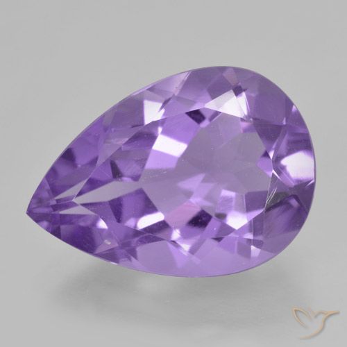 4.39ct 자연스러운 미디엄 바이올렛 자수정, 배 모양, VVS