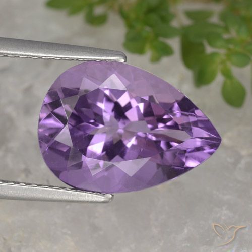 4.69ct 자연스러운 보라색 보라색 자수정, 배 모양, VVS