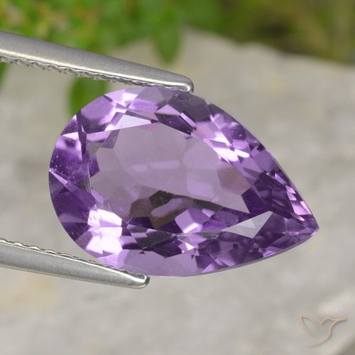4.23ct 자연스러운 미디엄 바이올렛 자수정, 배 모양, VVS