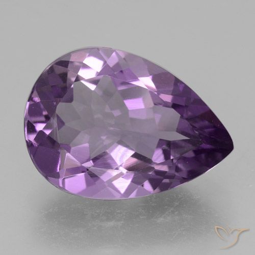 4.09ct 자연스러운 미디엄 바이올렛 자수정, 배 모양, VVS