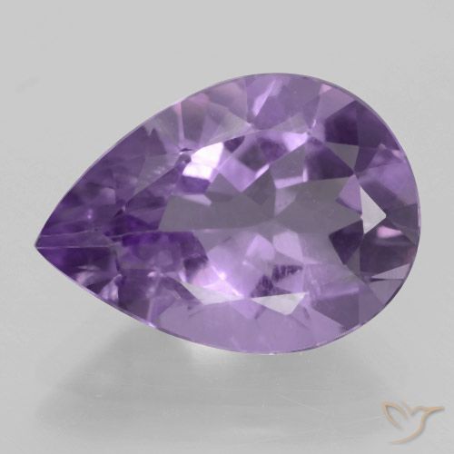 4.22ct 자연스러운 가지 보라색 자수정, 배 모양, VVS