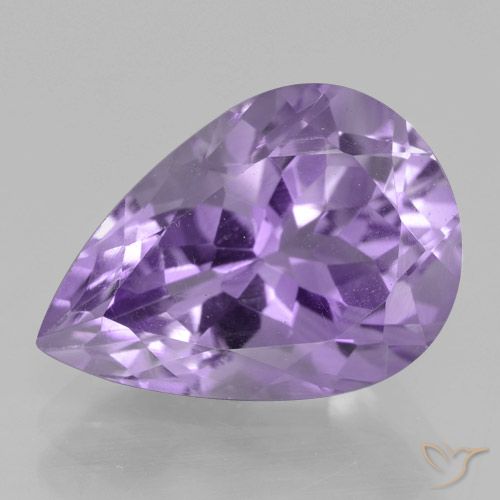 4.91ct 자연스러운 미디엄 바이올렛 자수정, 배 모양, VVS