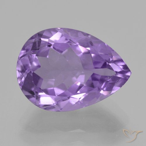 5.08ct 자연스러운 미디엄 라이트 바이올렛 자수정, 배 모양, VVS
