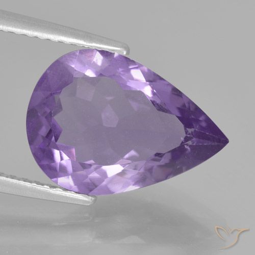 3.53ct 자연스러운 라이트 바이올렛 자수정, 배 모양, VVS