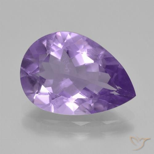3.43ct 자연스러운 라이트 바이올렛 자수정, 배 모양, VS