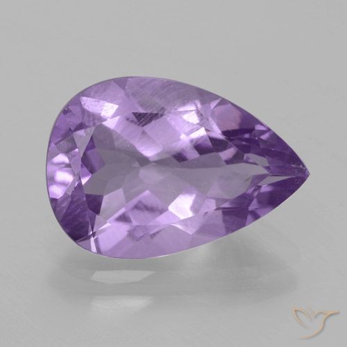 3.76ct 자연스러운 미디엄 바이올렛 핑크 자수정, 배 모양, VVS