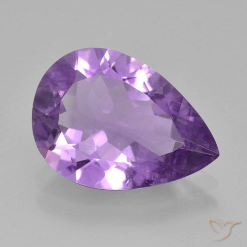 3.46ct 자연스러운 미디엄 바이올렛 자수정, 배 모양, VVS-VS