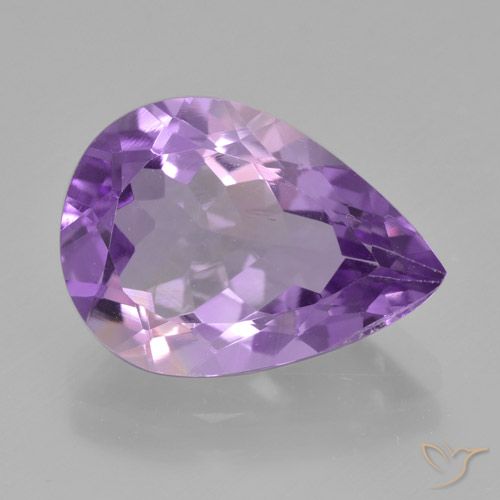 4.36ct 자연스러운 미디엄 바이올렛 자수정, 배 모양, VVS-VS