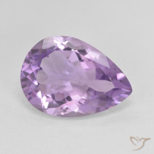 4.24ct 자연스러운 미디엄 핑크 바이올렛 자수정, 배 모양, VVS
