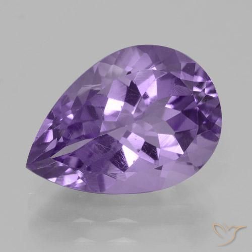 4.70ct 자연스러운 미디엄 바이올렛 자수정, 배 모양, VVS