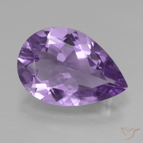 3.88ct 자연스러운 미디엄 바이올렛 자수정, 배 모양, VVS