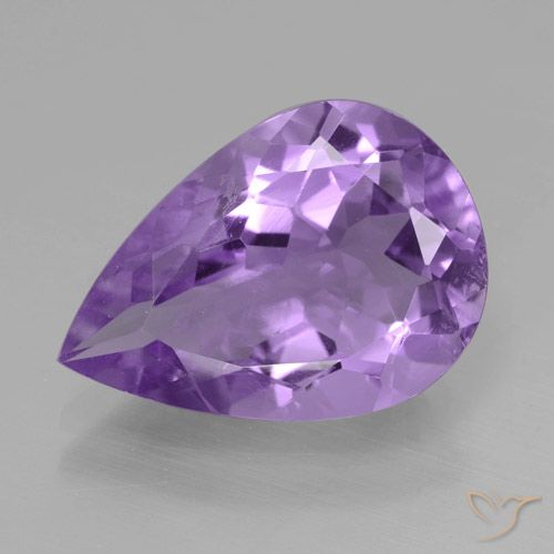 3.96ct 자연스러운 딥 바이올렛 자수정, 배 모양, VS