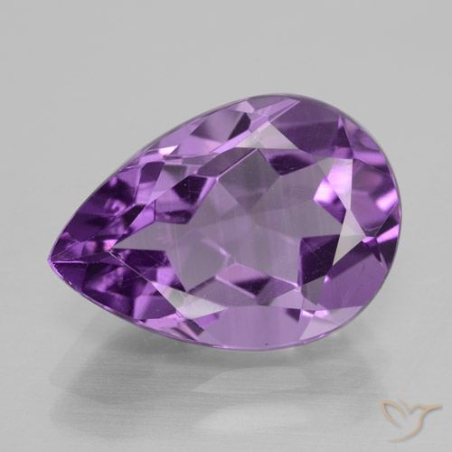 4.61ct 자연스러운 분홍빛이 도는 보라색 자수정, 배 모양, VVS