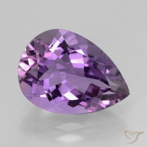 4.85ct 자연스러운 분홍빛이 도는 보라색 자수정, 배 모양, VVS