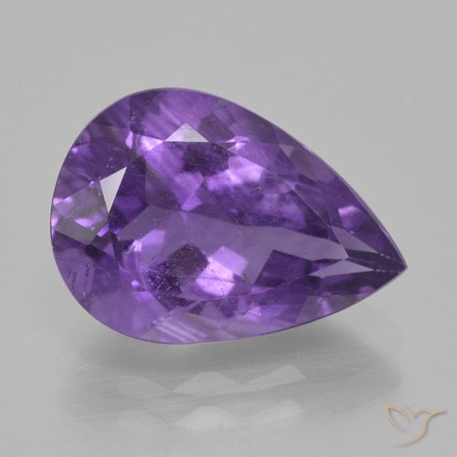 4.54ct 자연스러운 미디엄 바이올렛 자수정, 배 모양, VS