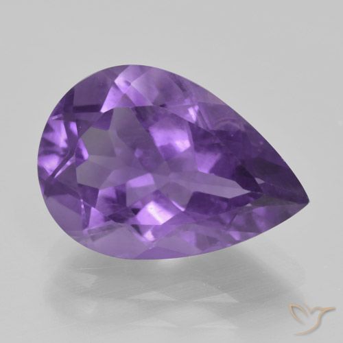 4.38ct 자연스러운 미디엄 바이올렛 자수정, 배 모양, VS