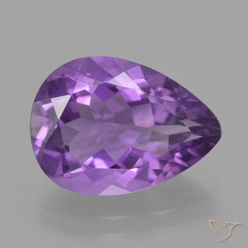 4.59ct 자연스러운 비비드 바이올렛 자수정, 배 모양, VVS