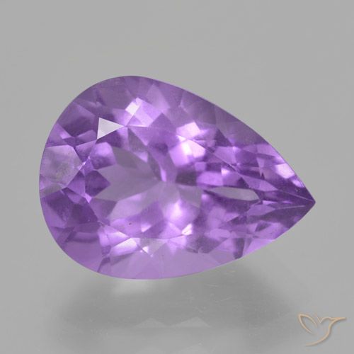 4.81ct 자연스러운 보라색 보라색 자수정, 배 모양, VS