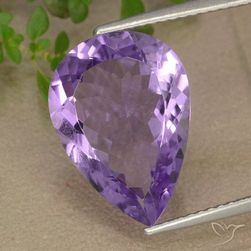 6.41ct 자연스러운 미디엄 바이올렛 자수정, 배 모양, VS