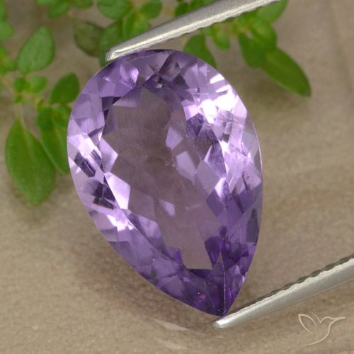 5.04ct 자연스러운 미디엄 라이트 퍼플리쉬 바이올렛 자수정, 배 모양, VS