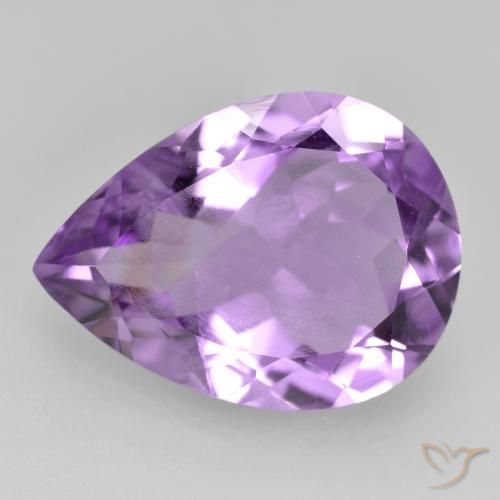 6.47ct 자연스러운 분홍빛이 도는 보라색 자수정, 배 모양, VS