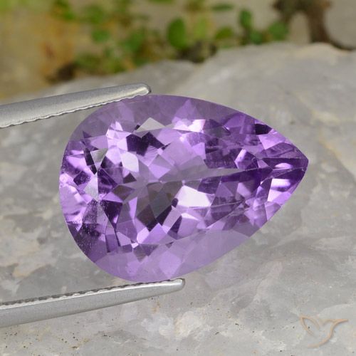 7.21ct 자연스러운 미디엄 바이올렛 자수정, 배 모양, VS
