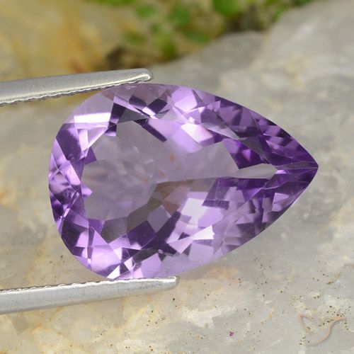 6.37ct 자연스러운 가지 보라색 자수정, 배 모양, VS