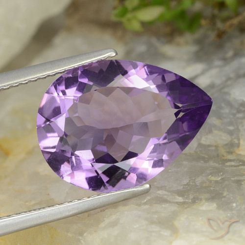5.78ct 자연스러운 가지 보라색 자수정, 배 모양, VVS-VS