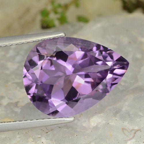 7.03ct 자연스러운 미디엄 바이올렛 자수정, 배 모양, VVS-VS