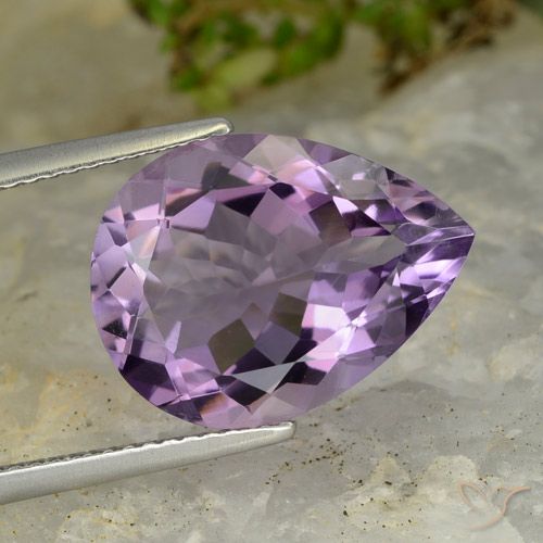 6.79ct 자연스러운 미디엄 바이올렛 자수정, 배 모양, VVS-VS
