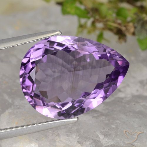 7.48ct 자연스러운 미디엄 라이트 퍼플리쉬 바이올렛 자수정, 배 모양, VVS-VS