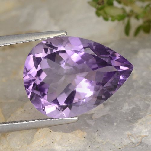 6.77ct 자연스러운 보라색 보라색 자수정, 배 모양, VS