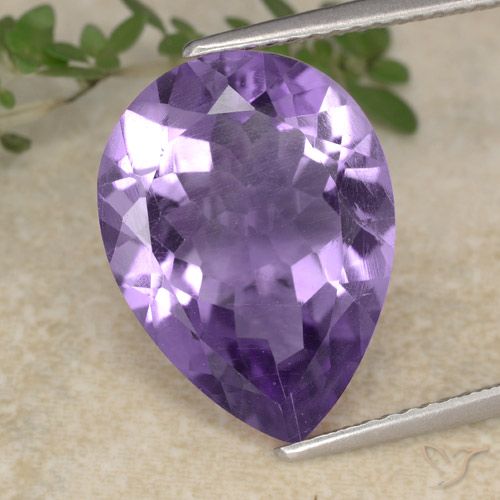 6.32ct 자연스러운 딥 바이올렛 자수정, 배 모양, VS